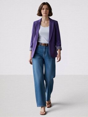 Ricki’s Blazer Single Breasted Ponte Knit Purple Size XS